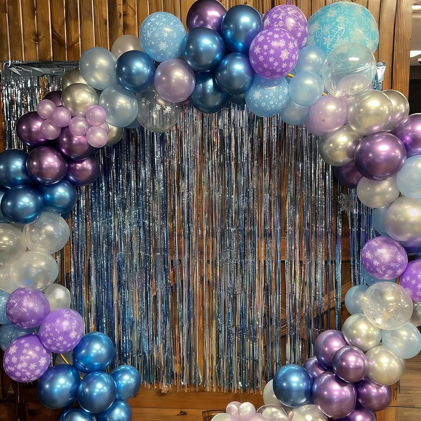 Winter Snowflake Balloons, 60 Packs 12 Inch Metallic Purple Blue White Silver Balloon with Confetti Balloon for Birthday Party Baby Shower Christmas Winter Wonderland Party Decoration
