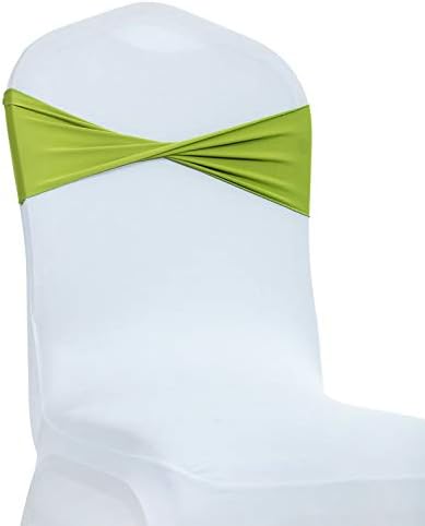 VDS Pack of 150 PCS | Apple Green | Spandex Chair Sashes Bows Without Buckle | Stretch Elastic Banquet Universal Folding Chair Band Tie with for Wedding Party Conference Celebration Event Decoration