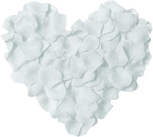 ocharzy 3000pcs Rose Petals Artificial Flower Petals Non-Woven Flower Rose Petals for Wedding Decorations Valentine's Day Romantic Night Party (White)