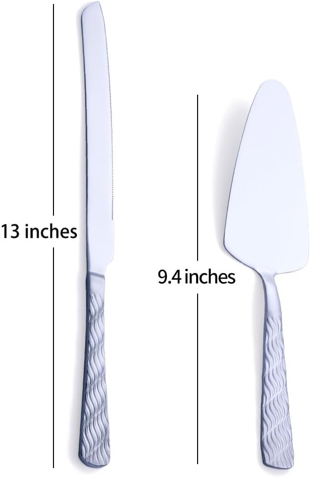Silver Cake Cutting Set, Stainless Steel Cake Knife and Server Set, Cake Pie Cutter Set for Wedding, Birthday, Party