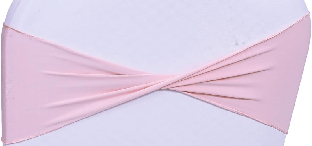 MDS Pack of 250 Spandex Chair Sashes Bows Elastic Stretch Dining Chair Bands Ties Without Slider Buckle Universal fits for Wedding Baby Shower Birthday Party Banquet Event Decoration - Blush Pink