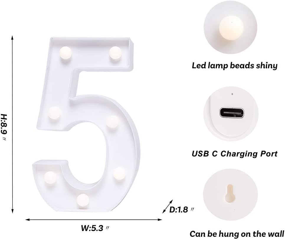 Foaky Rechargeable LED Letter Lights Sign Marquee Light Up Letters Sign for Night Light Wedding/Birthday Party Christmas Lamp Home Bar Decoration (5)