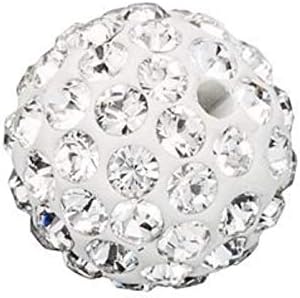 100pcs Adabele Grade A Suncatcher Crystal Rhinestone Pave Loose Beads 10mm Clear White Polymer Clay Disco Ball Spacers Compatible with Shamballa All Craft Jewelry Making DB10-1