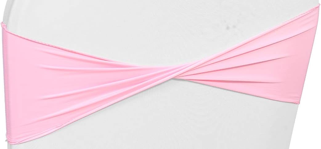 VDS Pack of 150 PCS | Pink | Spandex Chair Sashes Bows Without Buckle | Stretch Elastic Banquet Universal Folding Chair Band Tie with for Wedding Party Conference Celebration Event Decoration