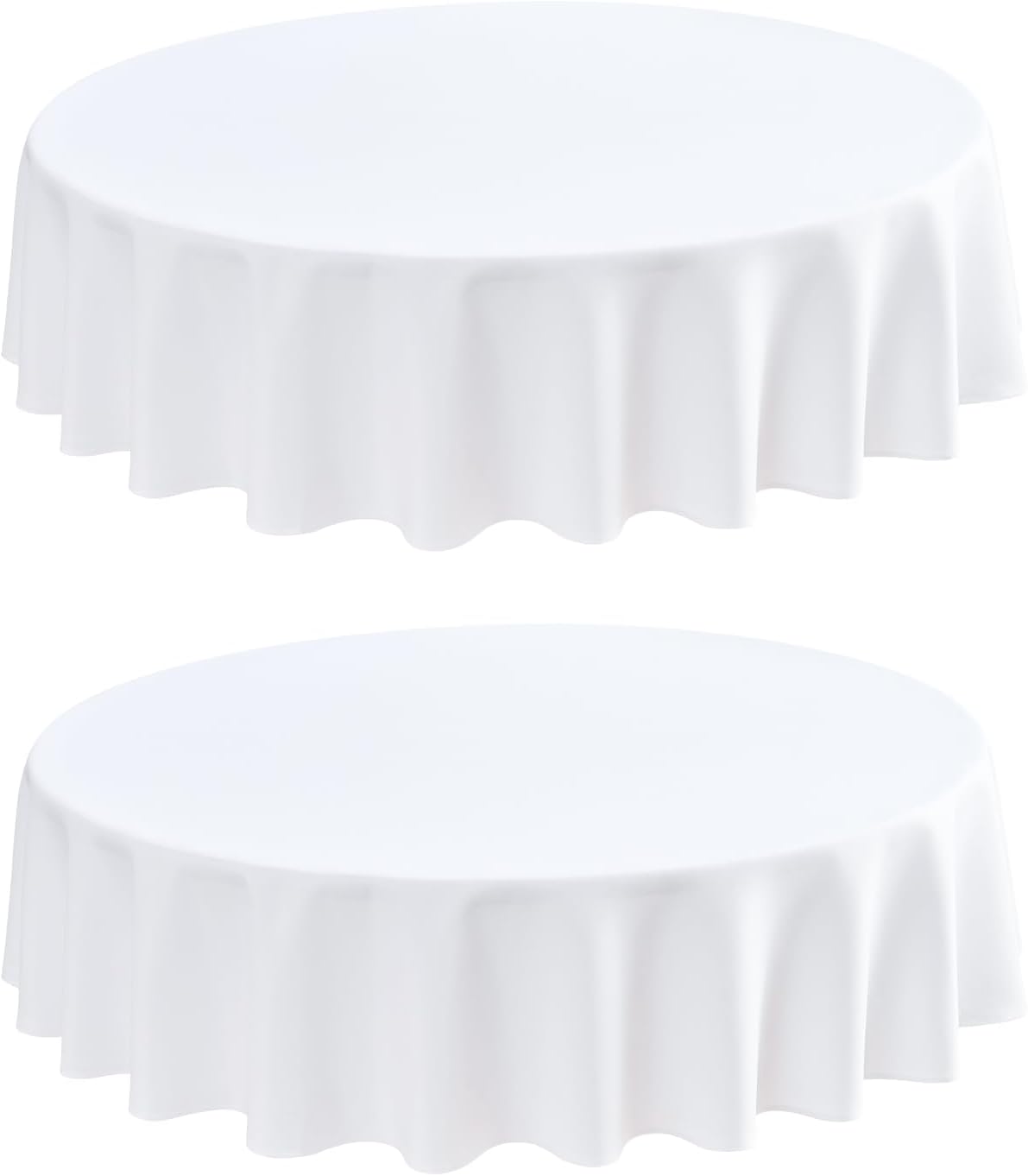 2 Pack Round Table Cloth 60 Inch White Tablecloth Washable Polyester Solid Dining Table Cover for Birthday Party Dinner Holiday Outdoor Indoor