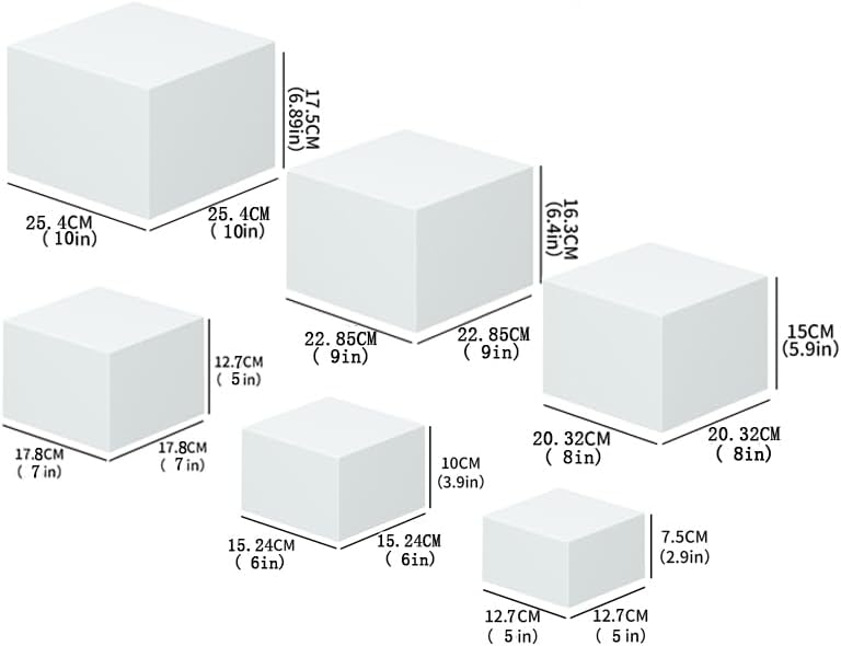 Buffet Risers，Food Risers for Buffet Table，Display Stand Shelf for Party Catering Desset，Acrylic Cube Display Nesting Risers with Hollow Bottoms（6PCS White）