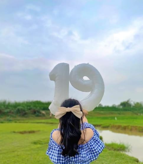 Big White 40 Inch 9 Balloon Number, Jumbo Giant 9th 19 29 39 49 99 Birthday Party Decorations, Large White Foil Balloons Anniversary Birthday Party Engagement Decorations