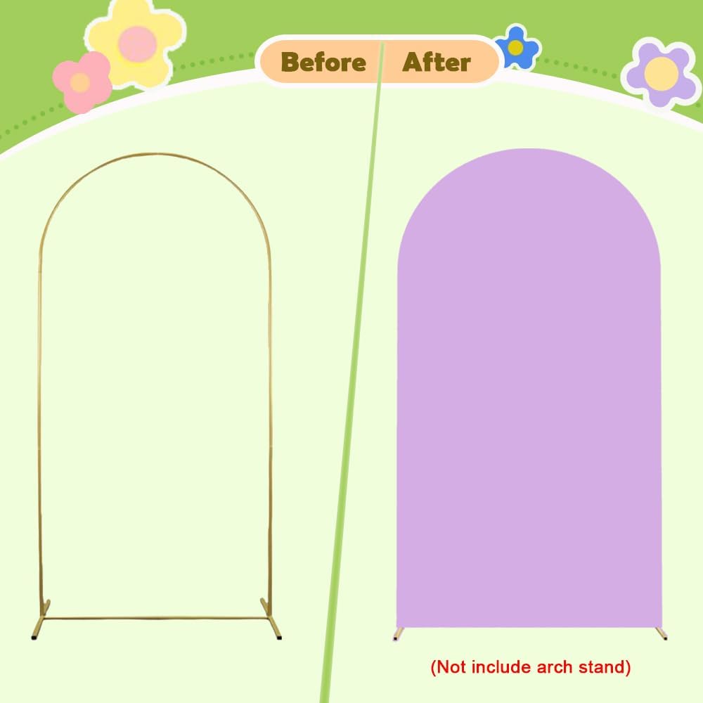 Lavender Arch Cover 7.2ft Purple Arch Backdrop Covers Halloween Chiara Arch Frame Back Drop Cover Spandex Fitted Arch Panels Backdrop Stand Cover for Baby Shower Happy Birthday Prom Decoration