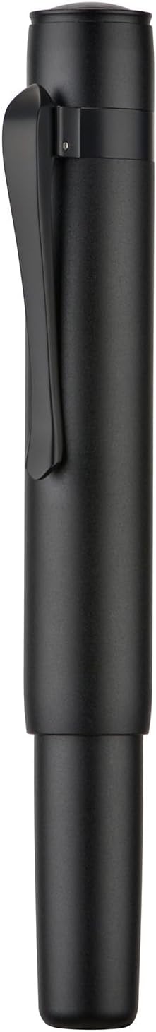 Hongdian M2 Mini Fountain Pen with Bent Nib, Sleek Shape Aluminium Short Pocket Travel Pen (Matte Black)