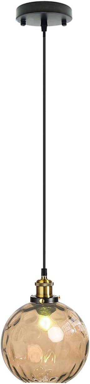 Pendant Light Shade Industrial Hanging Lights Fixtures Ceiling Outdoor Pendant Lighting for Kitchen Island Dining Room Unique Lamp in Kitchen Farmhouse Bedroom (Amber, 5.9 Inches)