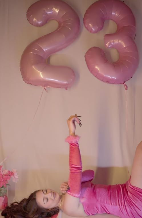 Large 40 Inch Pearlescent Pink 3 Number Balloon, 3 13 23 30 33 36 38 Pearl Pink Birthday Party Decorations, Numbers Three Foil Balloons for Anniversary Party Graduations Celebration Supplies