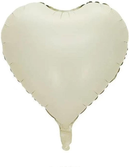 10pc Cream White Heart Balloons - 18 Inch Sand White Heart Shapes for Baby Showers, Weddings, Valentine's Day Decorations
