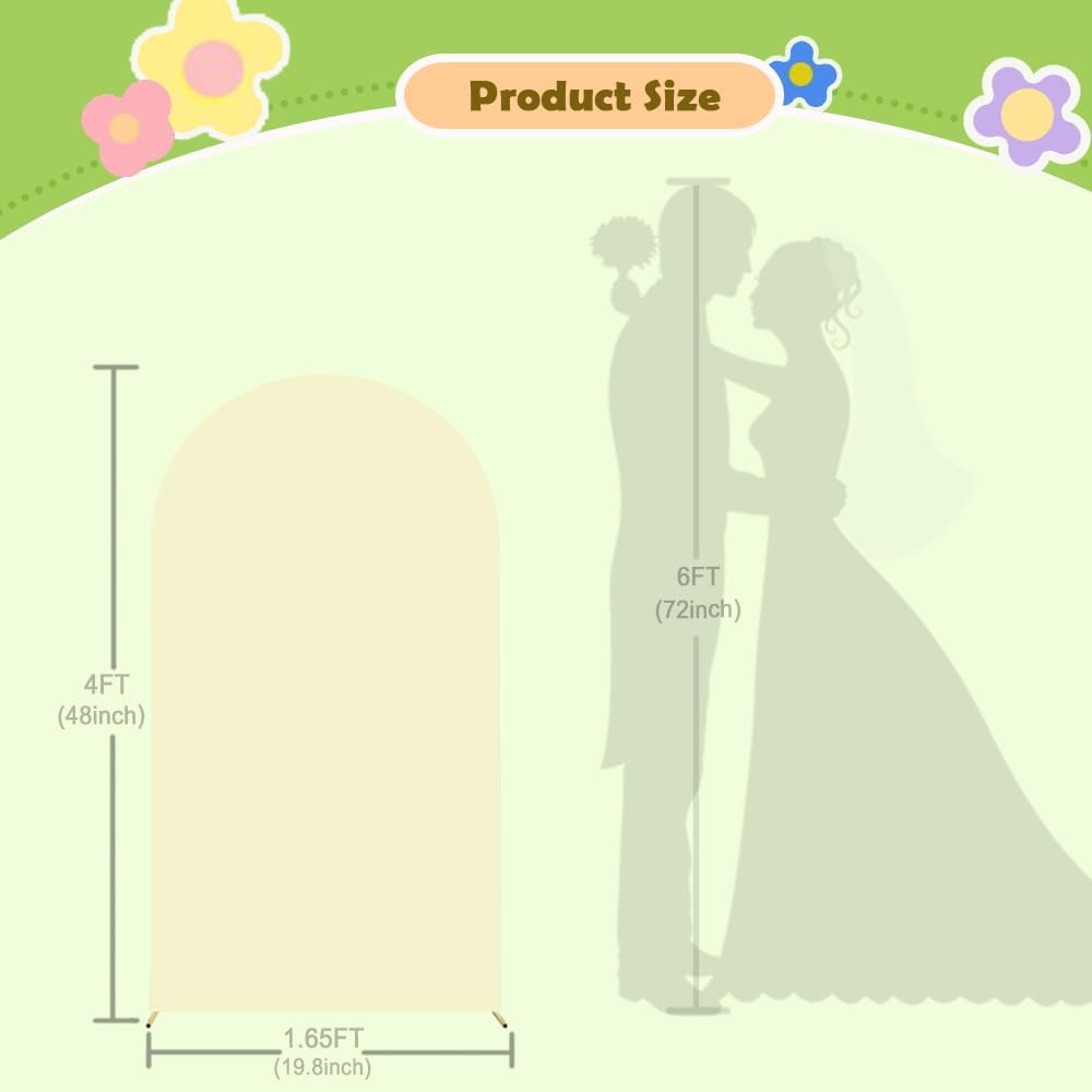 Beige Arch Cover 4ft Arch Backdrop Cover Spandex Fitted Wedding Arch Covers Round Top Arch Frame Cover Chiara Arch Cover Backdrop Fabric for Baby Shower Birthday Garden Party Celebration