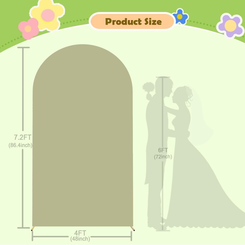Sage Green Arch Cover 7.2 ft Arch-Backdrop-Cover Wedding Arched Stand Covers Spandex Arch Covers Stretchy Backdrop for Half Round Frame Green Back Drop Cover for Baby Shower Party Decorations