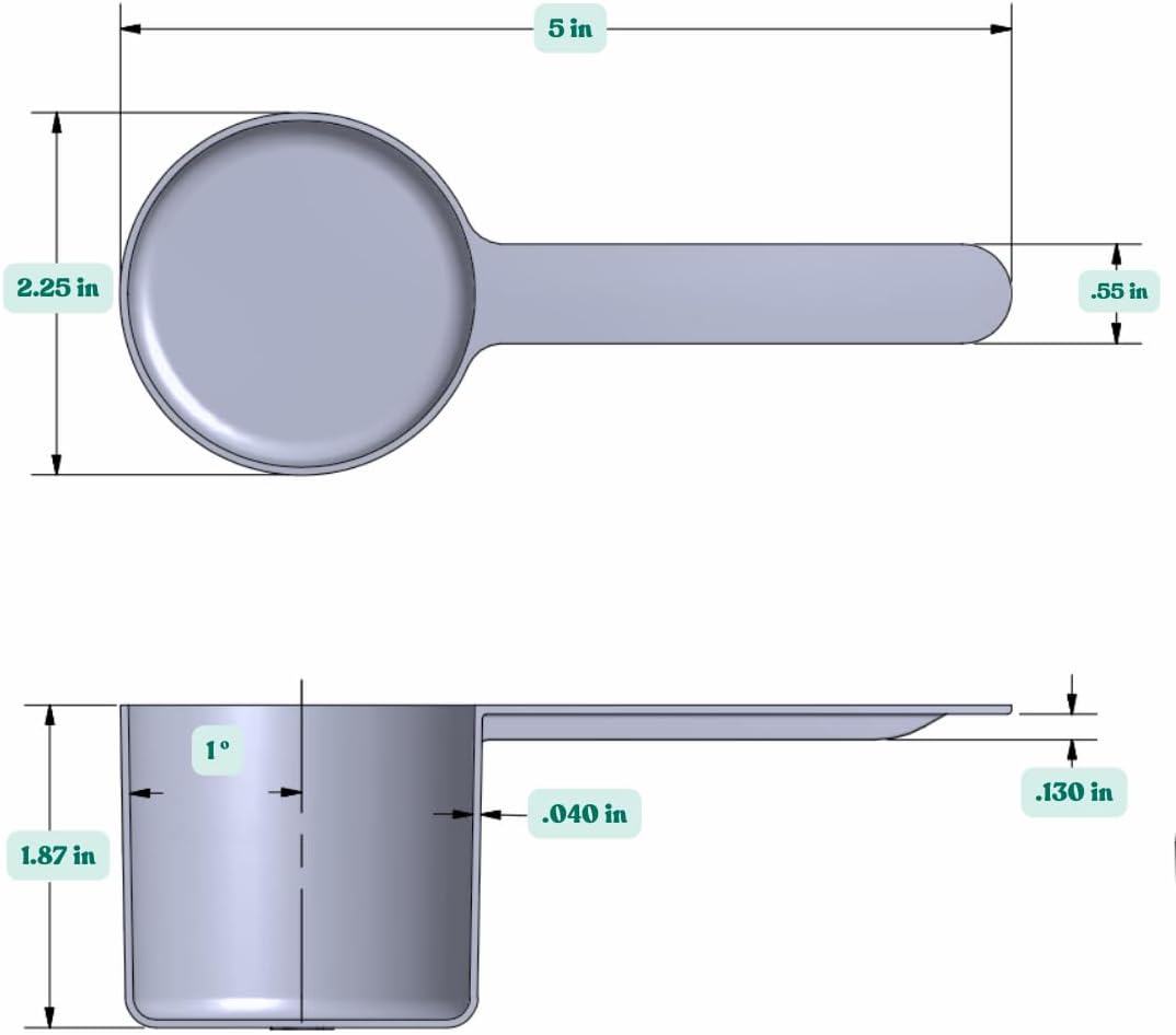106 mL (106 CC | 3.58 Oz.) Long Handle Scoop for Measuring Coffee, Pet Food, Grains, Protein, Spices and Other Dry Goods (Pack of 25)