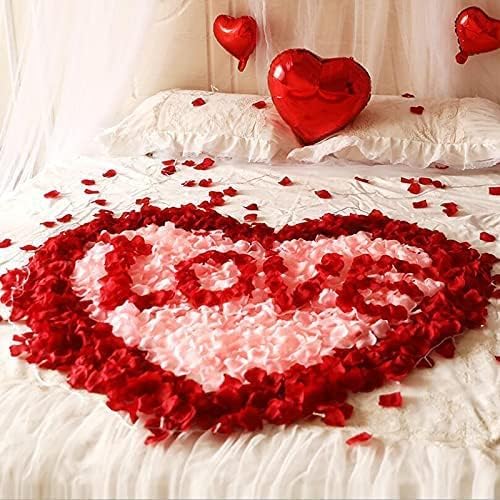 ocharzy 3000 PCS Red Rose Petals, Artificial Silk Flower Rose Petals, Fake Rose Petals for Wedding Decorations, Romantic Night, Proposal, Anniversary,Parties, Events