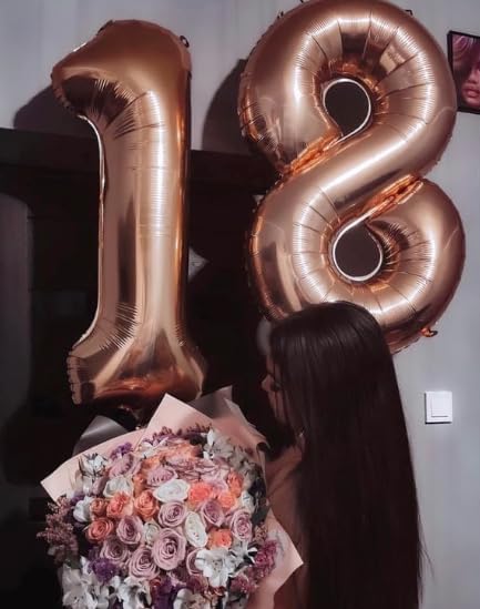 Rose Gold Number 1 Balloon 40 inch, Number 1 Birthday Balloons for Boy Girl, Rose Gold Foil One Balloon for 1st 10 11 12 16 18 Birthday Party, Anniversary Celebration Numbers Decorations