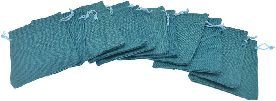 20pcs Burlap Bags with Drawstring, 5x7 Inch Jute Sacks Jewelry Candy Pouch Christmas Wedding Party Favor Gift Bags (Peacock Blue)