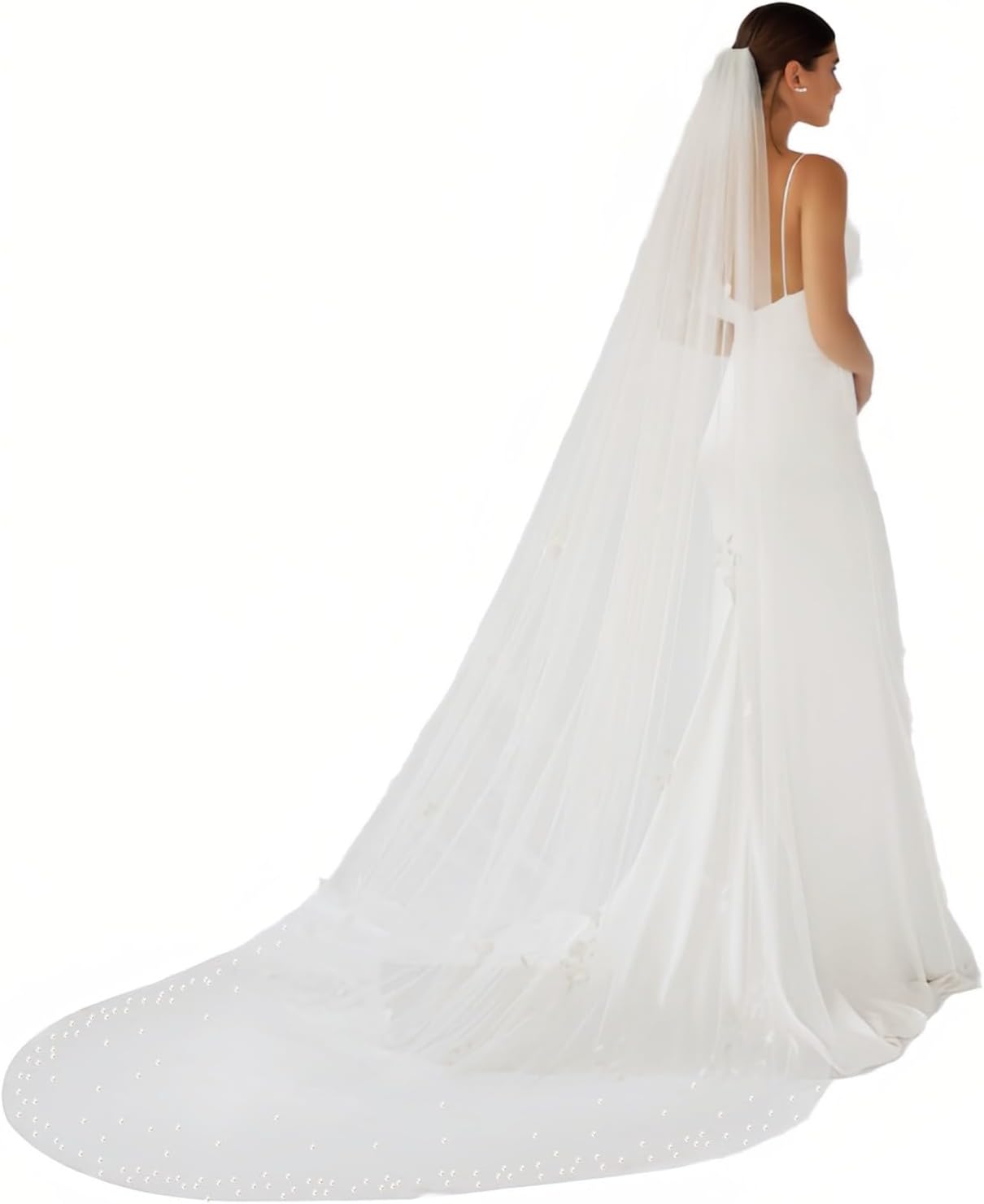 1 Tier Pearl Wedding Bridal Veil With Metal Comb Headband Decorations, Bride To Be Gift, Wedding