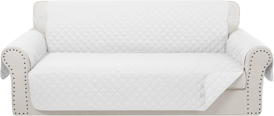Reversible Oversized Sofa Covers Couch Cover Furniture Protector for Dogs Elastic Straps Water Resistant(XLSofa,White/White)