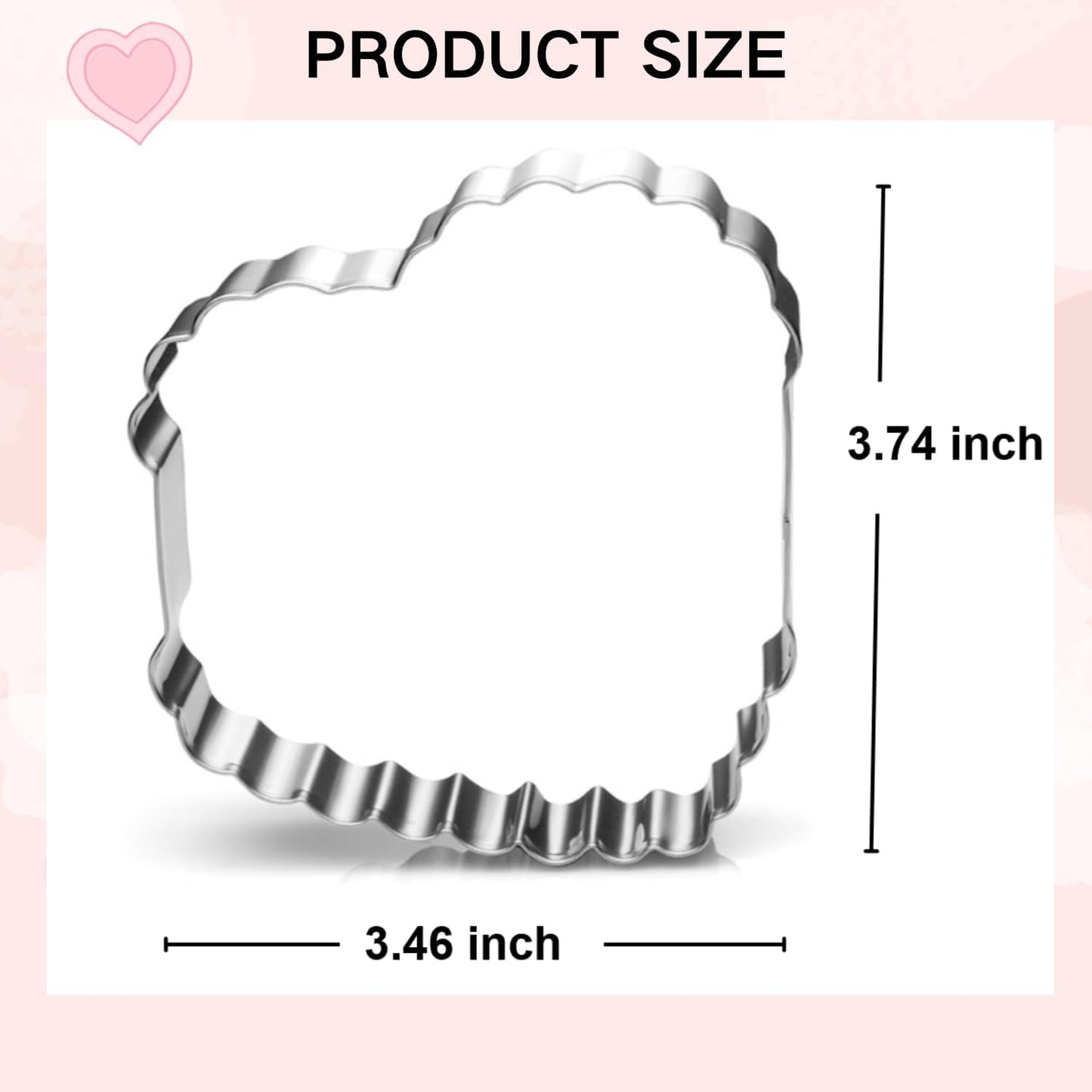 Vintage Heart Cake Cookie Cutter - 3.7 Inch - Stainless Steel - Dishwasher Safe - Perfect for Baby Shower, Birthday, Wedding, and Holiday Cookies