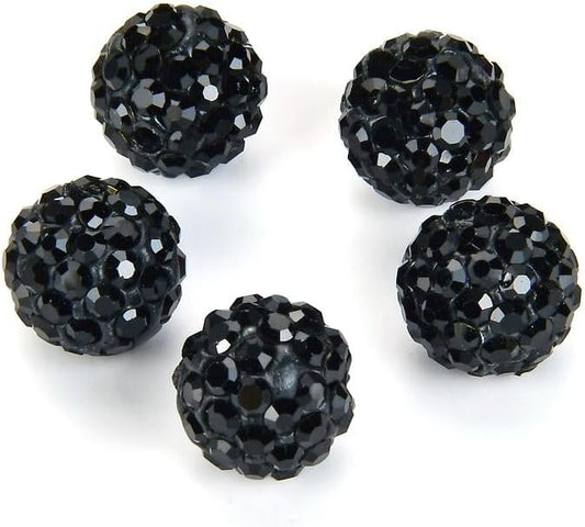 100pcs Adabele Grade A Suncatcher Crystal Rhinestone Pave Loose Beads 8mm Jet Black Polymer Clay Disco Ball Spacers Compatible with Shamballa All Craft Jewelry Making DB8-23