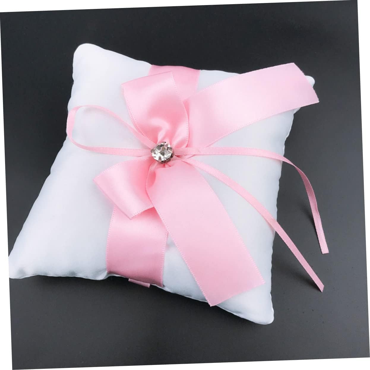 1Pc Elegant Pink Wedding Ring Pillow Cushion Square Ring Holder for Bride Fashion Party Ring Pillow for Wedding Decor