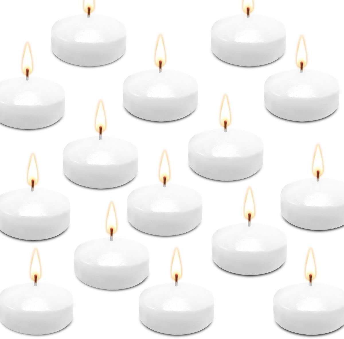 JHENG 50 Pack Floating Candles, 2'' White Unscented Dripless Wax Burning Candles, for Cylinder Vases, Weddings, Party and Holiday