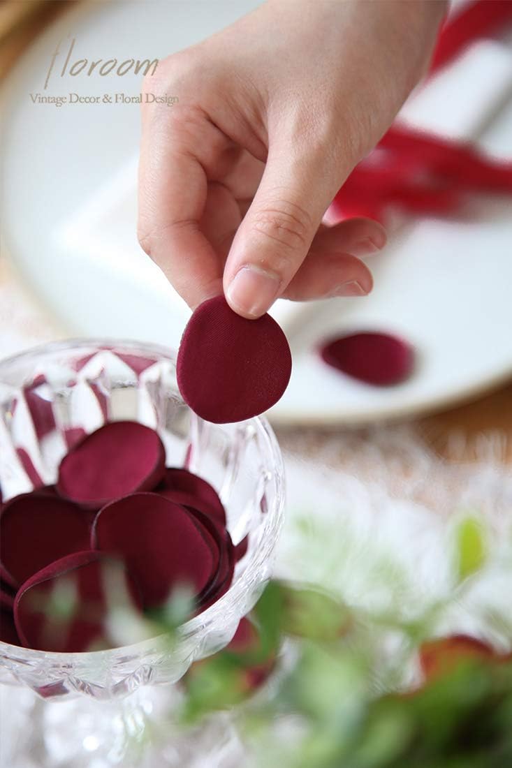 Floroom 300pcs Rose Petals Burgundy Faux Silk Flower Petals for Wedding Flower Girl Basket Aisle Scatter Dinner Table Centerpieces Party Confetti Bridal Shower Romantic Night Decoration