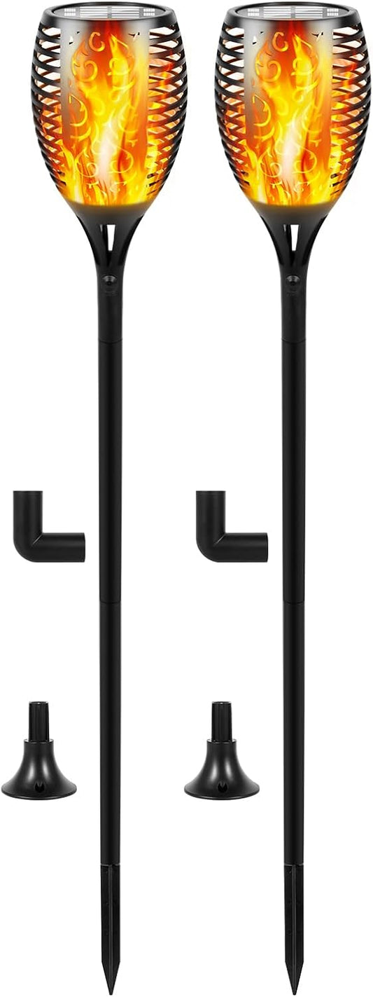 I-SHUNFA 96 LED Outdoor Waterproof Solar Torch Lights with 3 Modes—Flickering Flame, Fade Effect, or Full Brightness! Automatic On/Off Landscape Decorations and Security Lights