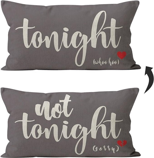 Mancheng-zi Bridal Pillow Cover, 16x24, Funny Couples Reversible Linen Pillow Cover, Bachelorette & Bridal Shower Gifts, Wedding Gift for Bride (Gray)