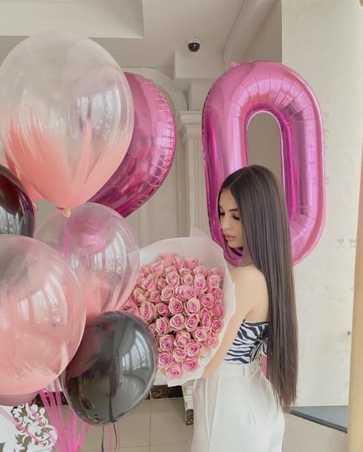Pink 40 Inch 0 Number Balloons, 0 Decorations for 10 20 30 40 50 60 70 80 90 100Birthday, Foil Giant Birthday Graduations Anniversary Party Balloons