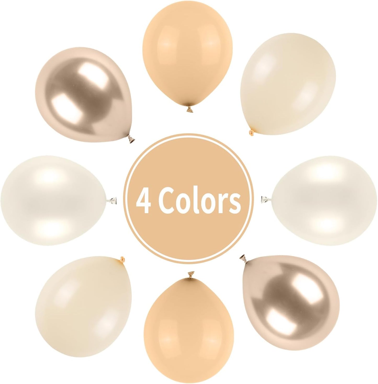 Neutral Balloons, Beige White Sand Latex Balloons Blush Gold Chrome Party Balloons Metallic Champagne Gold and Pearl Sand White Balloons for Kids Adults Birthday Boho Wedding Baby Shower Bridal Shower