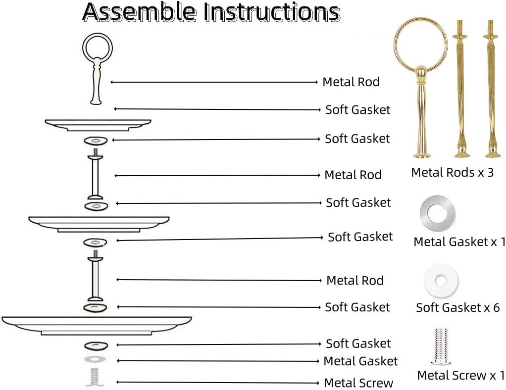 RAUVOLFIA 3 Tier Cupcake Stand, Small Tiered Serving Cake Stand, Transparent Plastic Dessert Stand, Weddings Parties Pastry Serving Tray (2 Pack, Clear Plate with Gold Rim)