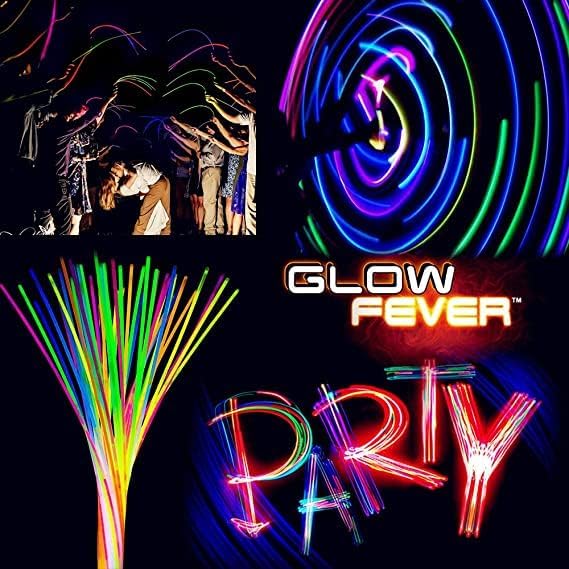 Glow Fever Glow Sticks Bulk 100ct 22'' Glow Necklaces with Connectors, Neon Light Sticks for Party Festivals Raves Concert Birthday Wedding, Yellow