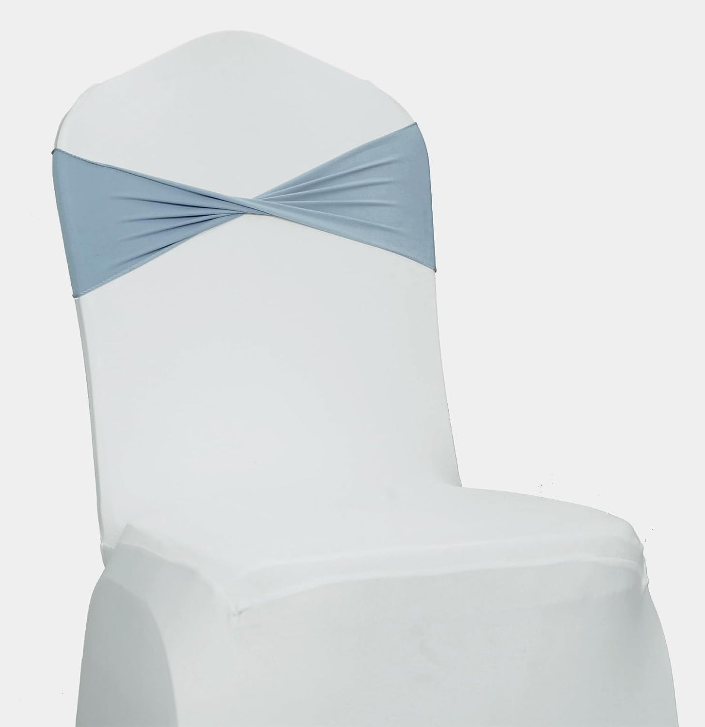 VDS Pack of 75 PCS | Dusty Blue | Spandex Chair Sashes Bows Without Buckle | Stretch Elastic Banquet Universal Folding Chair Band Tie with for Wedding Party Conference Celebration Event Decoration
