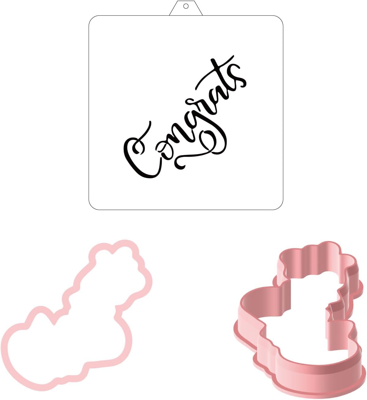 Congrats Hand Lettered Stencil and Cookie Cutter, Cookie Stencil, Cutter Stenci(Congrats)