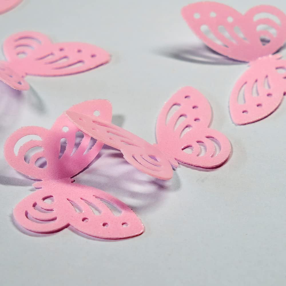 Edible Flowers Edible leaves &Edible butterflies Wafer Paper Cake Cupcake Toppers for Decorating Rice Paper Flower Food Decorations for Baking Girl Birthday Party Mix Size Color (Pink butterflies 60)