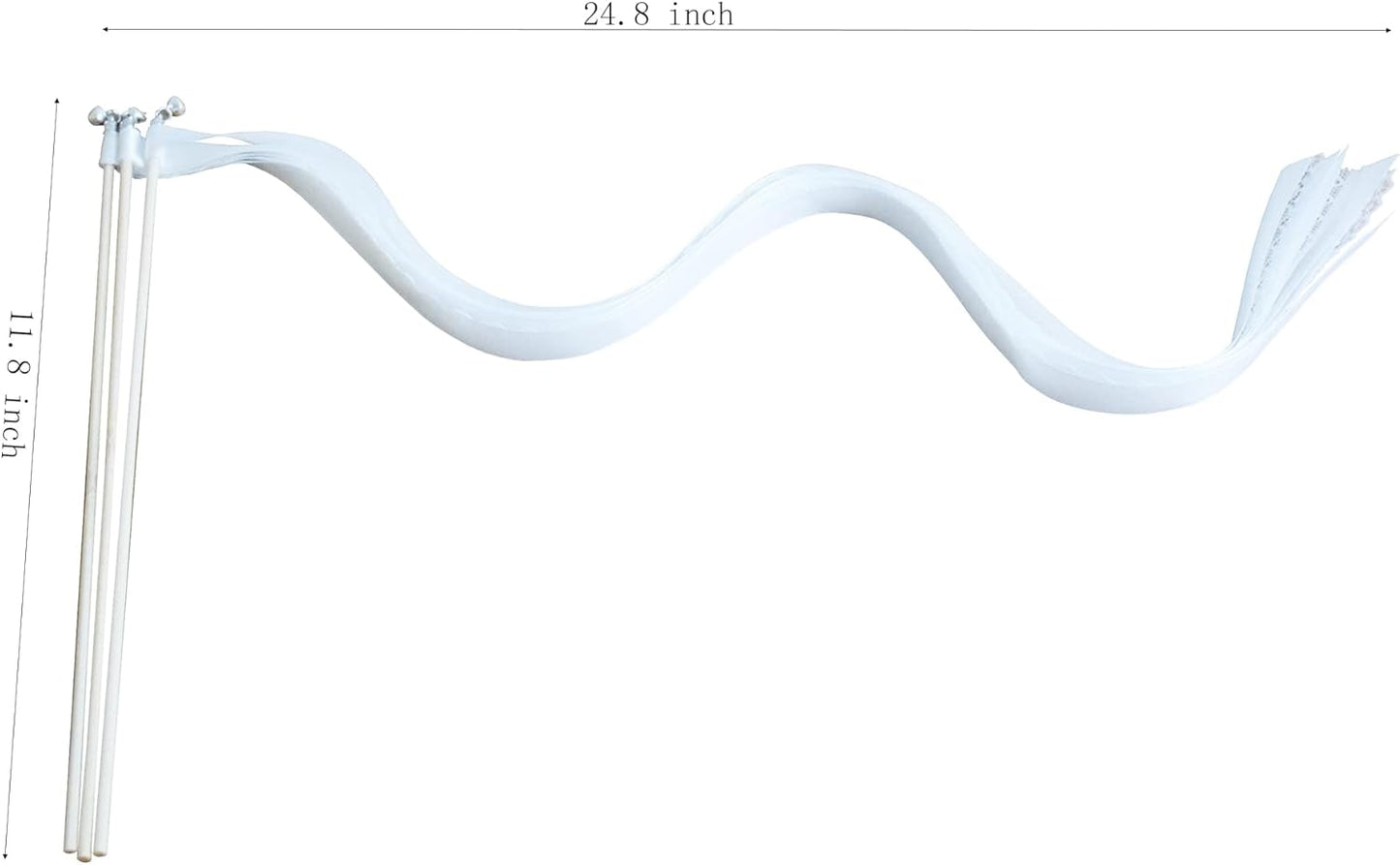 Kingsnow 100 Pieces Lace Wedding Ribbon Wands with Triple Ribbon and Silver Bell Wand Silk Fairy Stick Wand Streamers Party Ribbon Sticks Magic Fairy Wands for Wedding Bridal Shower Photo Prop Send