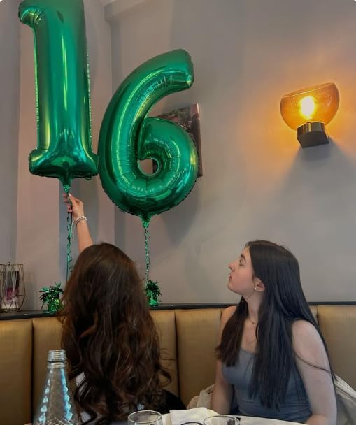 40 Inch Green Mylar Foil Number 6 Birthday Balloon, Digital Balloons for 6 16 Boy Girl Party Decorations Supplies, Big Helium Balloon Numbers for 26 36 46 60 Men Women Anniversary