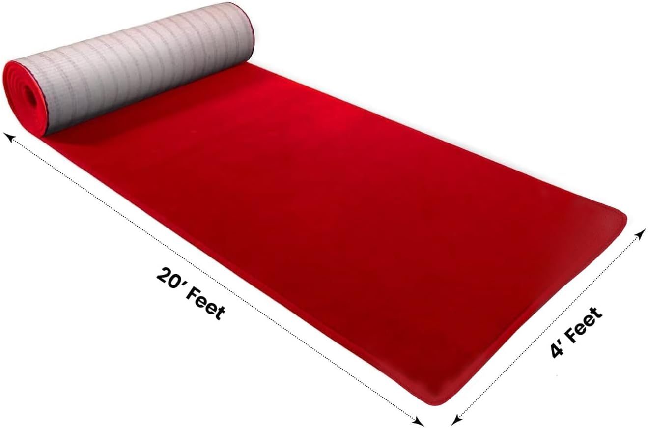 BANNER BUZZ Hollywood Red Carpet Runner – Premium Non-Slip 4x20 ft Aisle Rug for Weddings, Parties, and Events – Ideal for Step and Repeat Backdrop Event Decoration