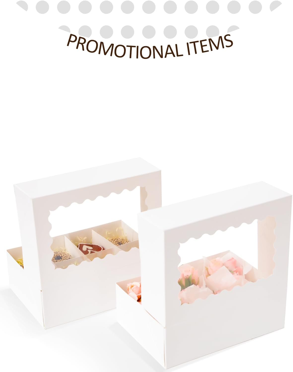 qiqee White 6 Cupcake Boxes with Window Auto-pop up 30 Packs Cupcake Box 9"x6.1"x3.3" Bakery Boxes For Cupcakes Carrier, Cupcake Containers