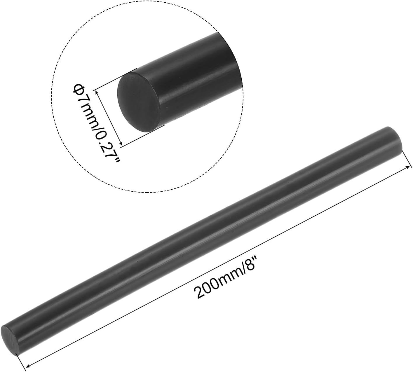 uxcell 20pcs Hot Glue Sticks for Glue Gun 7mm/0.27-inch x 8-inch Mini Hot Melt Adhesive Glue Stick Black