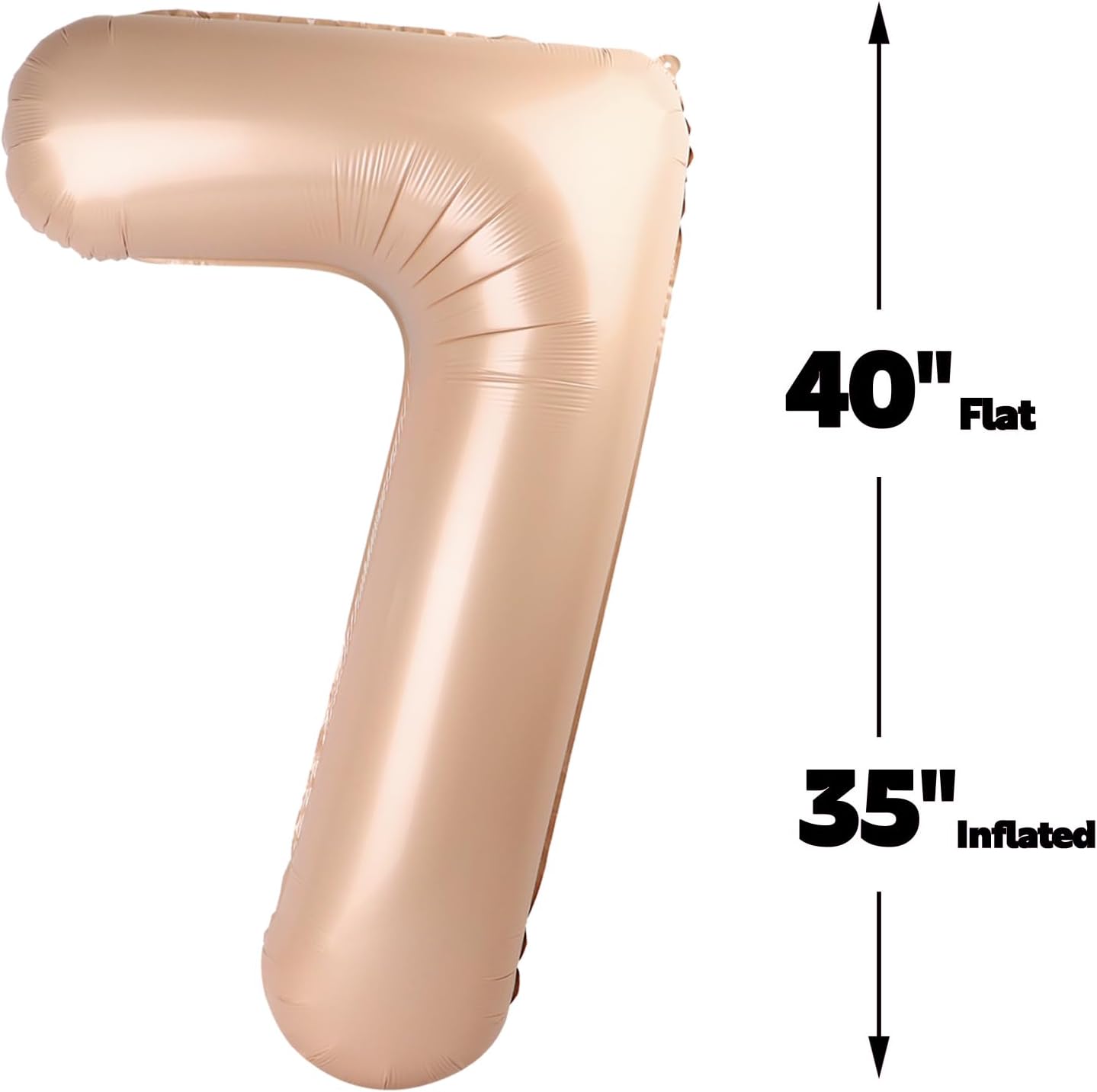 Digital Number 7 Light Brown Birthday Balloon 40 Inch, Foil Balloons for 7 17 27 70 77 Party Decorations Supplies, Light Brown Mylar Numbers Balloon for Seven Wedding Anniversary