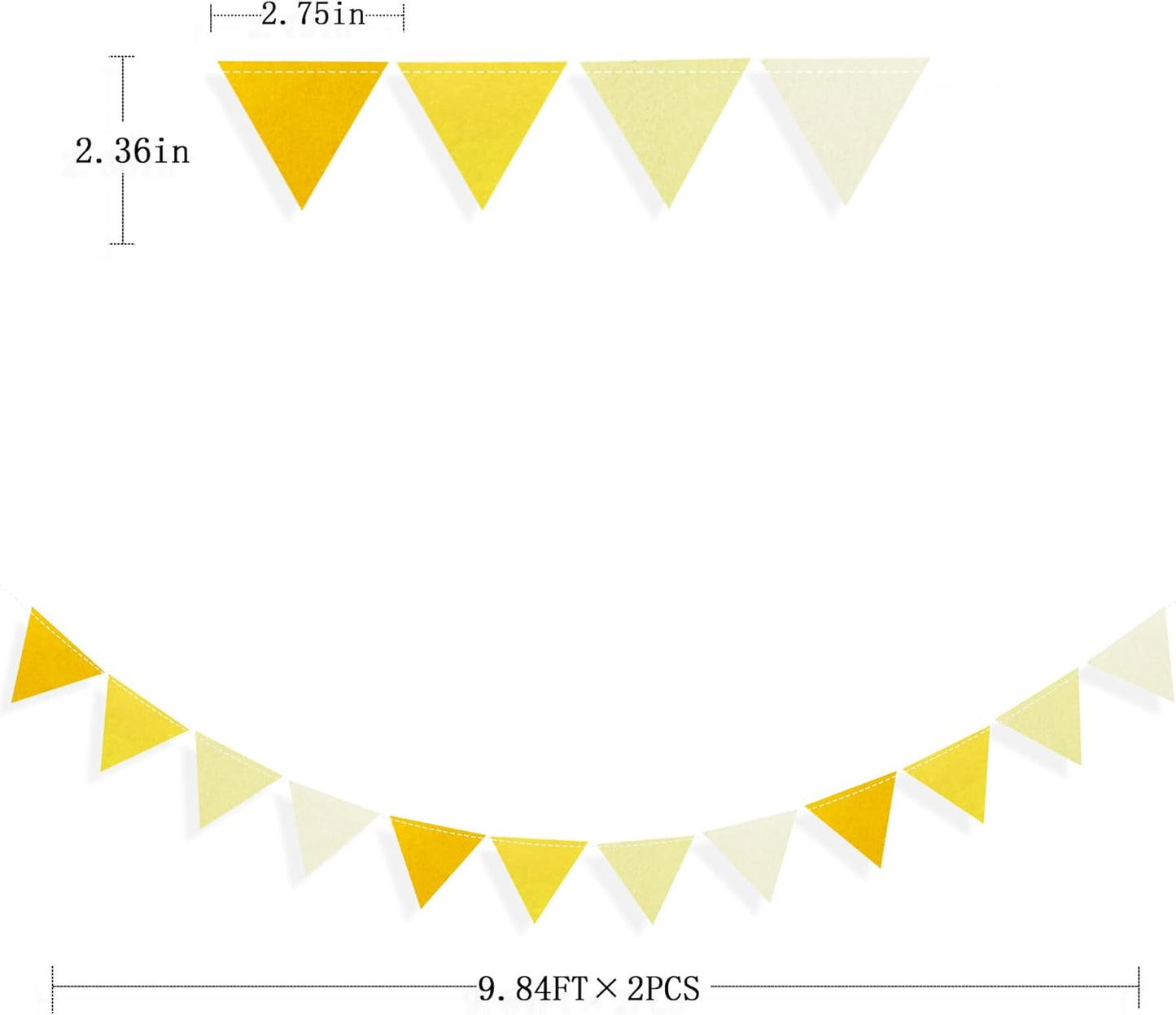 Yellow Party Decorations Ombre Yellow Felt Hanging Triangle Mini Bunting Pennant Banner Flag for Birthday Wedding Baby Shower Bridal Shower Engagement Lemon Bee Sunflower Party Classroom Nursery Decor