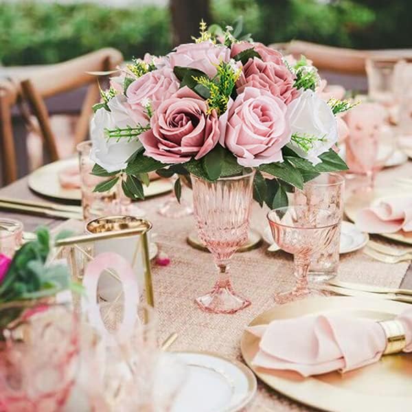 BLOSMON Dusty Rose Flowers Centerpieces: 6 Pcs Pink Roses Artificial Flowers Balls for Wedding Dinning Table - Fake Silk Kissing Floral Arrangement for Home Party Event Decor