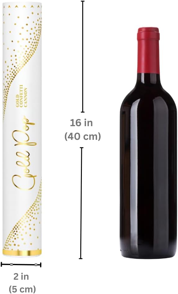 16" GOLD Confetti Poppers [6 Pack] BIODEGRADABLE GOLD Confetti Cannon, Rose Gold Compressed Air Party Poppers, Loud Pop, For Wedding Send Off, Wedding Supplies, Decorations