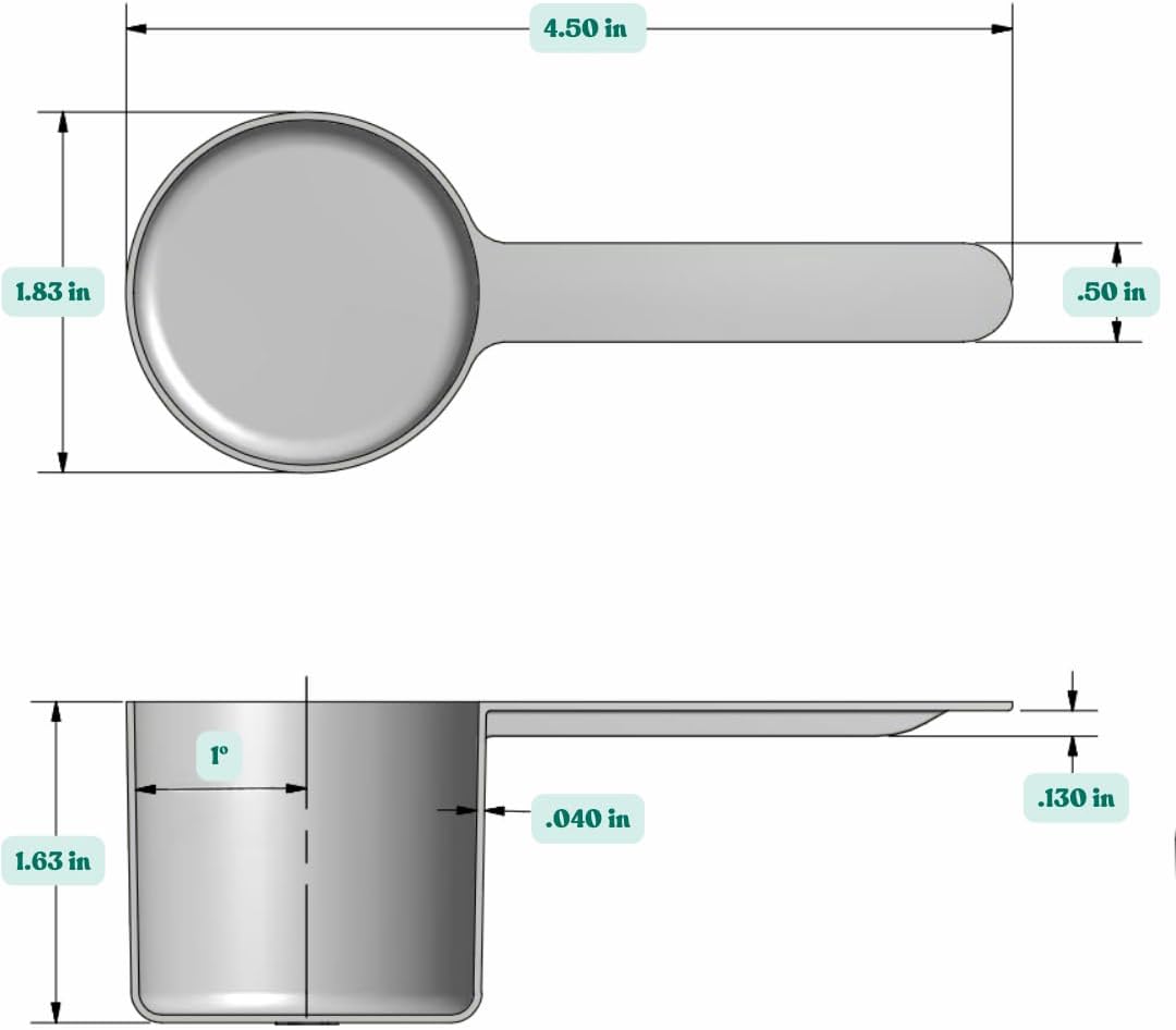 1/4 Cup (4 Tablespoon | 2 Oz. | 60 mL) Long Handle Scoop for Measuring Coffee, Pet Food, Grains, Protein, Spices and Other Dry Goods (Pack of 100)