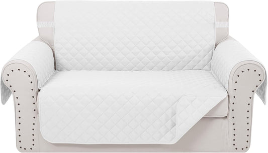 Reversible Loveseat Sofa Covers Couch Cover Furniture Protector(Loveseat Small,White/White)
