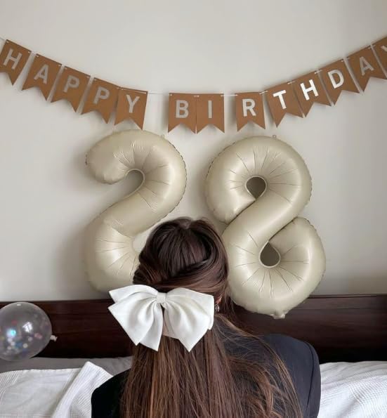 Cream White Number 7 Birthday Balloon 40 Inch, Digital Balloons for 7 17 27 70 77 Party Celebration Decorations Supplies, Mylar Foil Numbers Balloon for Seven Wedding Anniversary